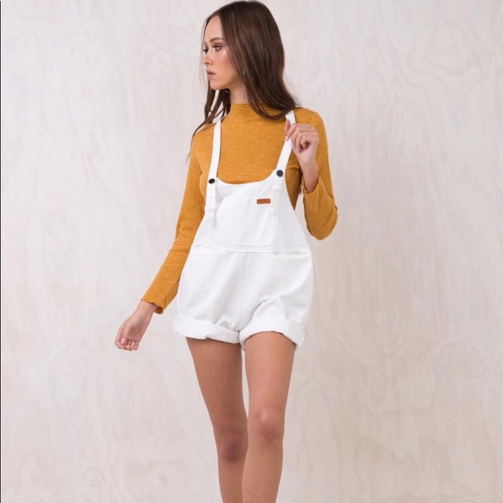 Brand New White Jean Short Overalls